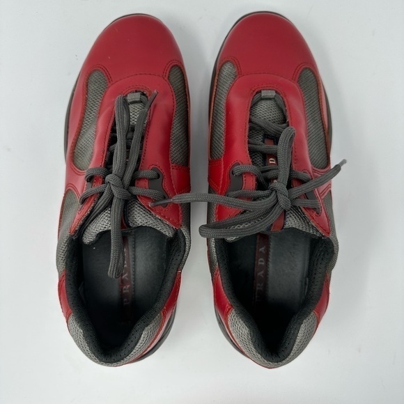 Prada Red & Gray America's Cup Leather Sneaker Size 10 - Picture 5 of 13